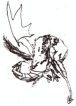 Illustration of dragon with broken wing